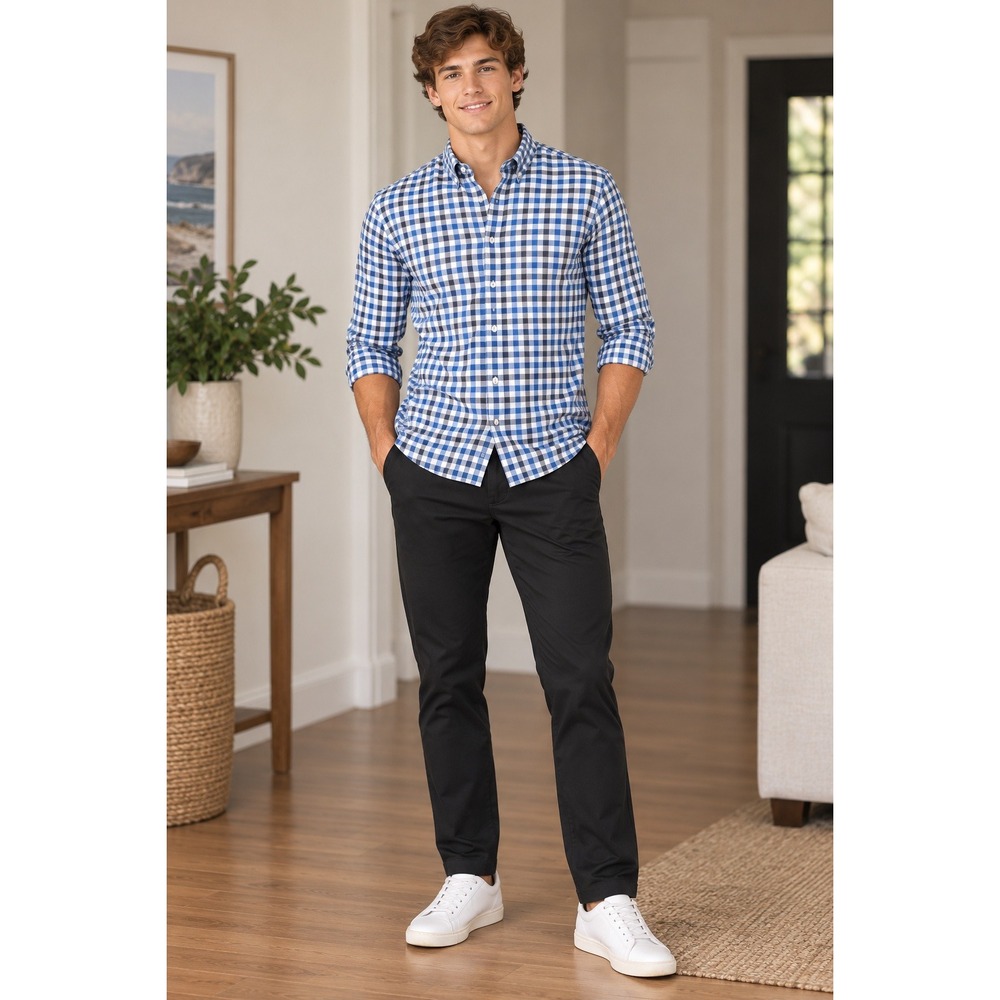 Nautica Men's 32x30 Black Flat Front Stretch Dress Pant Straight Leg Performance